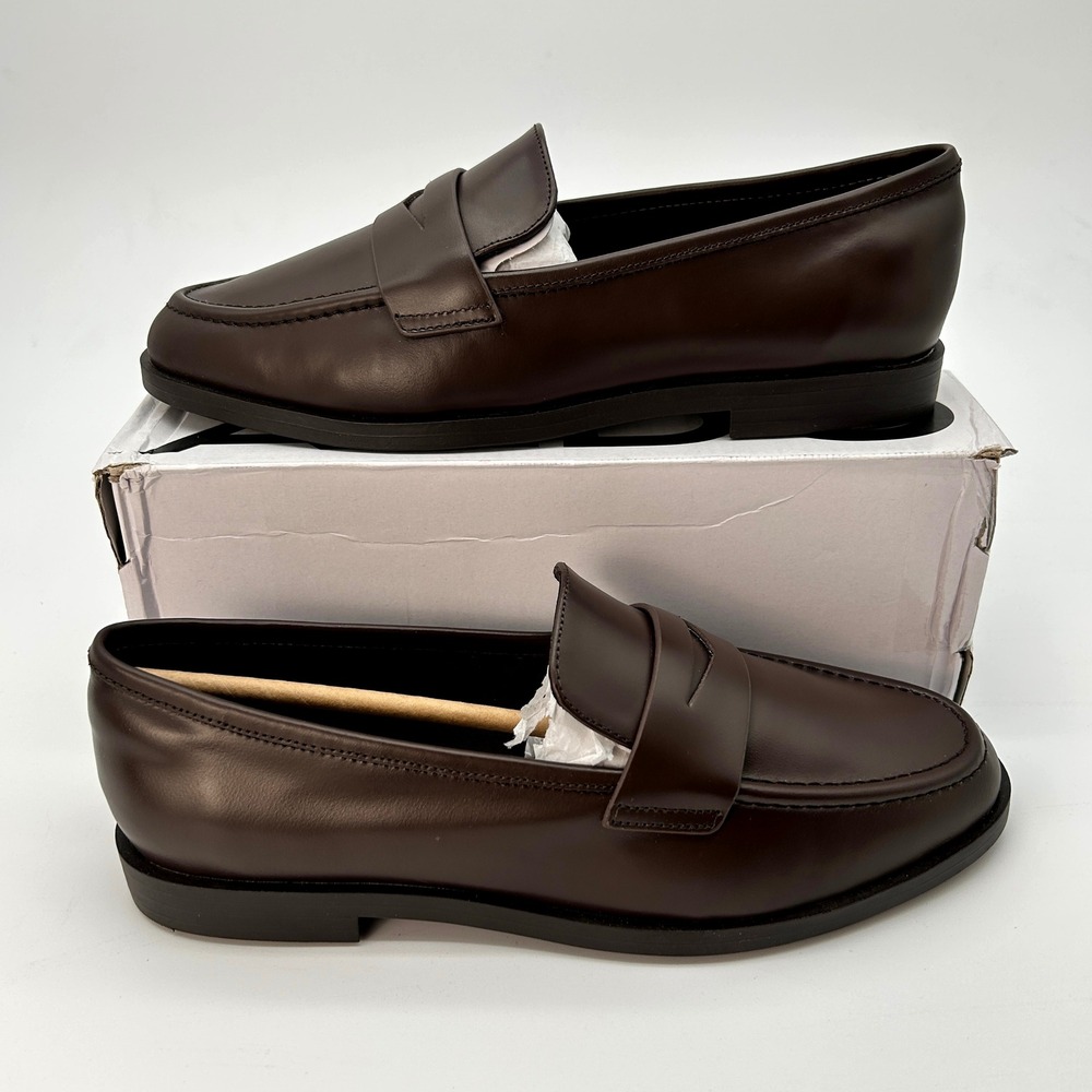 ALDO Adaladar Womens Loafers Size 7.5 Dark Brown Leather Cushioned Slip On NEW